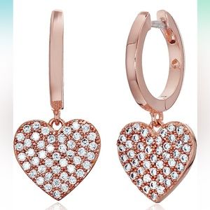 Kate Spade New York Yours Truly Pave Heart Drop Earrings - Rose Gold - NWT